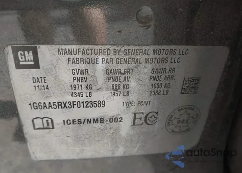 2015 Cadillac Ats Standard z USA, uszkodzony, nr VIN 1G6AA5RX3F0123589